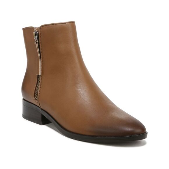 NATURALIZER Womens English Tea Brown Robyn Almond Block Heel Leather Booties 6 M